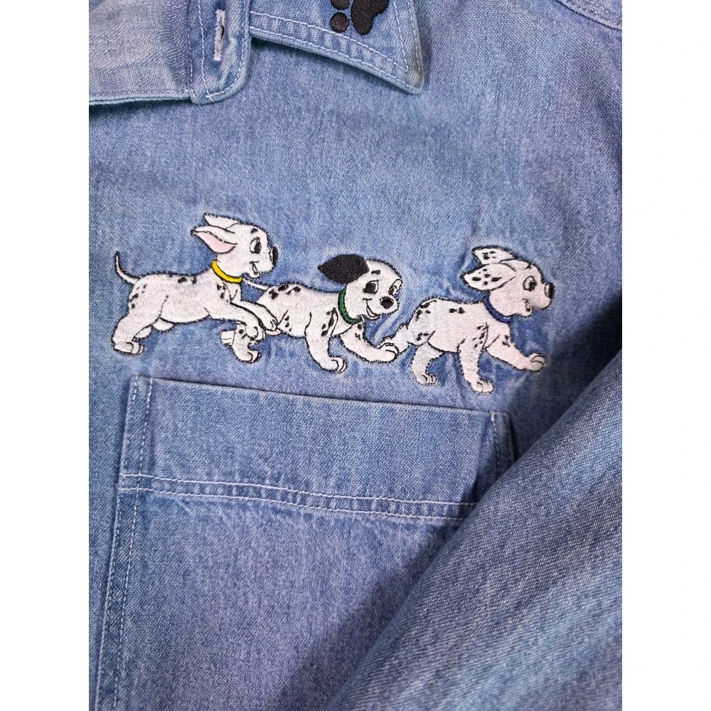Vintage Disney Catalog 101 Dalmatians Denim Shirt Medium Embroidered - Picture 4 of 13